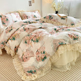 Xpoko Cotton Floral Princess Bedding Set