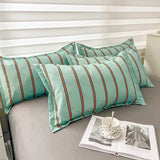 Xpoko Turquoise Striped Bedding Set