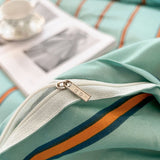 Xpoko Turquoise Striped Bedding Set