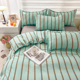 Xpoko Turquoise Striped Bedding Set