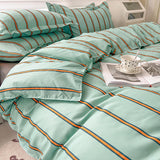 Xpoko Turquoise Striped Bedding Set