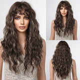 Xpoko Light Green Curly Synthetic Wigs Long Colorful Wig with Bangs Heat Resistant Fiber for Cosplay Party Women Girls Use
