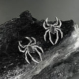 Xpoko Gifts Halloween Gothic Retro Punk Spider Zircon Stud Earrings for Women Fashion Design Black Zircon Earrings Party Jewelry Wholesale