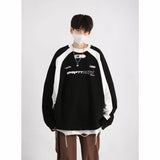 Xpoko 2024 cross-border export spring and autumn new style American retro sweatshirt unisex niche loose long-sleeved splicing