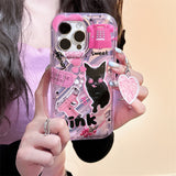 Xpoko Sweet Cool Cat Illustration Pendant Phone Case