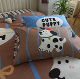 Xpoko  -  Cute cartoon dog stripes bedding set 1.2 1.5 1.8 kid teen,twin full queen cotton home textile bed sheet pillow case quilt cover