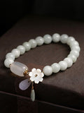 Xpoko National Jade Beads&Flower Handmade Bracelet