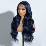 Xpoko Synthetic Lace Front Wigs Blue Purple wig Long Body Wave Lace Wigs For Black Women Heat Resistant Cosplay Wigs