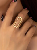 Xpoko Adjustable Geometric Hollow Rings Accessories