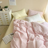 Xpoko Pastel Plaid Bedsheet Set