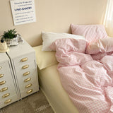 Xpoko Pastel Plaid Bedsheet Set