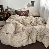 Xpoko Dark Academia Vintage Brown Bedding Set