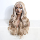 Xpoko Synthetic Lace Front Wig 26"Highlight Blonde Brown black Body Wave Blonde Wigs For Women Ombre Lace Wig Synthetic Lace Front Wig