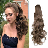 Xpoko 24 Inch Long Smooth Overhead Ponytail Hair Ponytail Claw Clip Hair Extensions 150g/Pack Drawstring Curly Wavy Hairpiece Pigtail