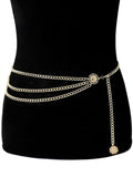 Xpoko Long Tassel Waistbands Hip Jewelry Body Chain Metal Link Waist Chain Belt