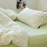 Xpoko Refreshing Stripes Lime Green Bedding Set