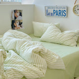 Xpoko Refreshing Stripes Lime Green Bedding Set