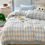 Xpoko Danish Pastel Plaid Bedding Set