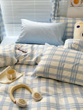 Xpoko Danish Pastel Plaid Bedding Set