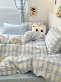 Xpoko Danish Pastel Plaid Bedding Set