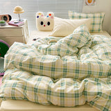 Xpoko Danish Pastel Plaid Bedding Set