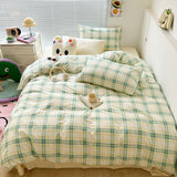 Xpoko Danish Pastel Plaid Bedding Set