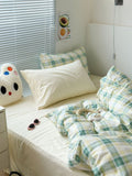 Xpoko Danish Pastel Plaid Bedding Set