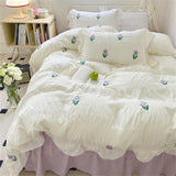 Xpoko Coquette Room Tulip Ruffle Bedding Set