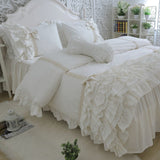 Xpoko Amazing luxury bedding set cake layers embroidery ruffle lace duvet cover bed sheet bedspread princess bed bow pillowcase HM-01S