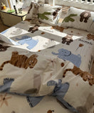 Xpoko  -  Cute cartoon animal crocodile elephant bedding set,twin full queen king cotton home textile bed sheet pillow case quilt cover