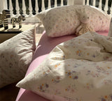 Xpoko  -  Romantic sweet pink floral bedding set girl,twin full queen king flower cotton home textile bed sheet pillow case quilt cover