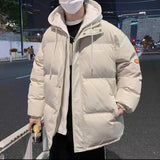 Xpoko Men new winter cotton coat thickened hooded fake two-piece cotton jacket loose large size western-style cotton coat for students