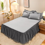 Xpoko Bed Linen Princess Bedding Set Luxury Bed Sheet Comforter Set Duvet Cover Bed Skirt and Pillowcase King Size Bedding Set Luxury