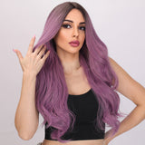 Xpoko Popular European And American Fashion Wigs Women's Purple Split Hair small Wave Girl Wig Lolita Cosplay