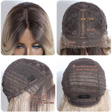 Xpoko Synthetic Lace Front Wigs For Black Women Straight Layered Wigs 30 inch Ombre Brown Blonde Lace Wigs Cosplay Wig