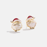 Xpoko Copper Rhinestone Christmas Stud Earrings