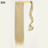 Xpoko 22Inch Straight Ponytail Hair Synthetic Extensions Heat Resistant Hair Wrap Around Pony Hairpiece for Women Daily Use