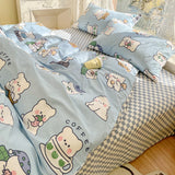 Xpoko Cute Moon Bedding Set For Girl Kawaii Heats Flower Cotton Twin Full Queen Size Bedding Double Fitted Bed Sheet Quilt Duvet Cover