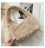 Xpoko back to school Plush Shoulder Bags for Femme Luxury Designer Soft Winter Ladies Clutch Purse Handbag Cute Fashion Female Party Underarm Bag