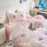 Xpoko Shaggy Velvet Berber Fleece Winter Bedding Set Short Plush Love Duvet Cover Bed Sheet Pillowcases Keep Warm Blanket Bedspread