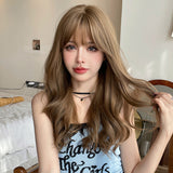 Xpoko Costume Wig Synthetic Body Wavy Cool Silvery  Wig For Women Daily Use High Density Layered Hair Wigs With Fluffy Bangs