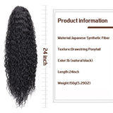 Xpoko 24 Inch Curly Ponytail Extensions Synthetic Deep Wave Drawstring Ponytail For Black Women Human Hair Feeling With Clip