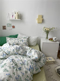 Xpoko  -Korean Style Retro Small Floral Cotton Bedding Set Of Four Pieces