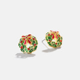 Xpoko Copper Rhinestone Christmas Stud Earrings