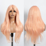 Xpoko Blond Orange Synthetic Wigs with Bangs Medium Straight 26inches  Layered Natural Hairs for Women Daily Cosplay Heat Resistant