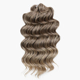 Xpoko 16 Inch Ombre Blonde Brown White Synthetic Crochet Twist Curly Hair Deep Wave Braid Hair Water Wave Braiding Hair Extensions