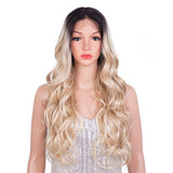 Xpoko Synthetic Lace Front Wig 30"Blonde Honey Brown Body Wave Blonde Wigs For Women Ombre Lace Wig Synthetic Lace Front Wig