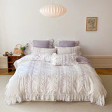 Xpoko Embroided French Lace Ruffle Bedding Set