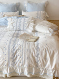 Xpoko Embroided French Lace Ruffle Bedding Set