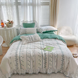 Xpoko Embroided French Lace Ruffle Bedding Set